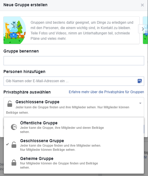 Facebook Gruppen erstellen