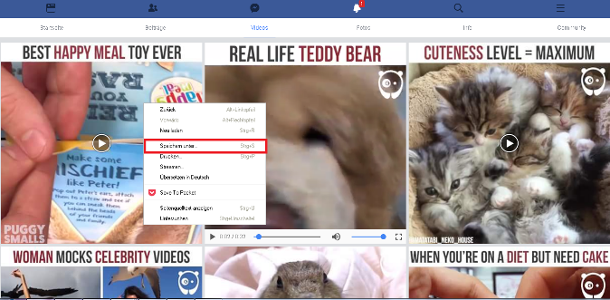 Facebook Video herunterladen via mobile Ansicht