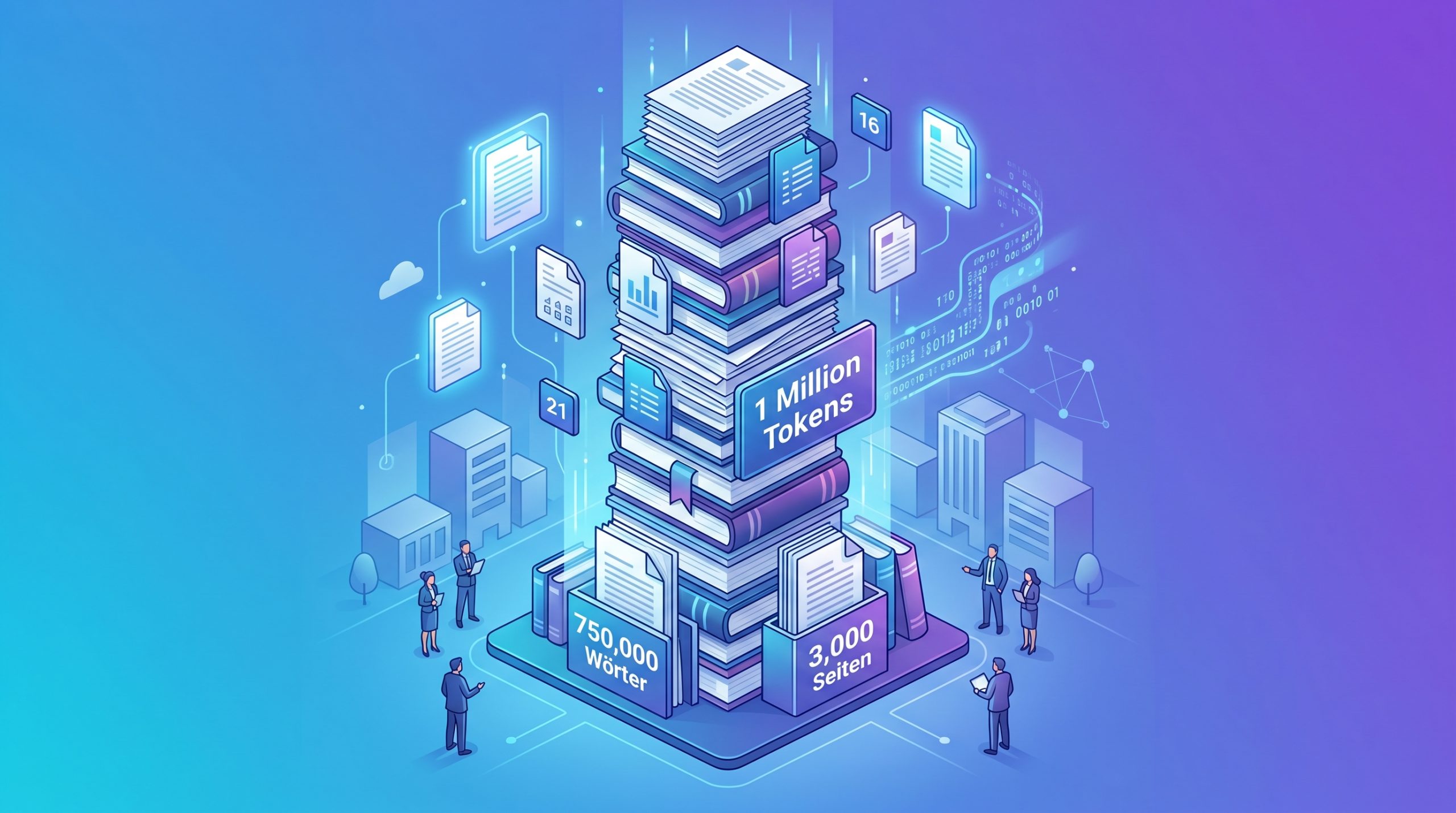 Gemini 3.1 Pro: Die KI-Revolution mit 1 Million Token Context Window 1 Visualisierung 1 Million Token - entspricht 750.000 Wörtern oder 3.000 DIN-A4-Seiten